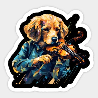 Dog playing violin Sticker